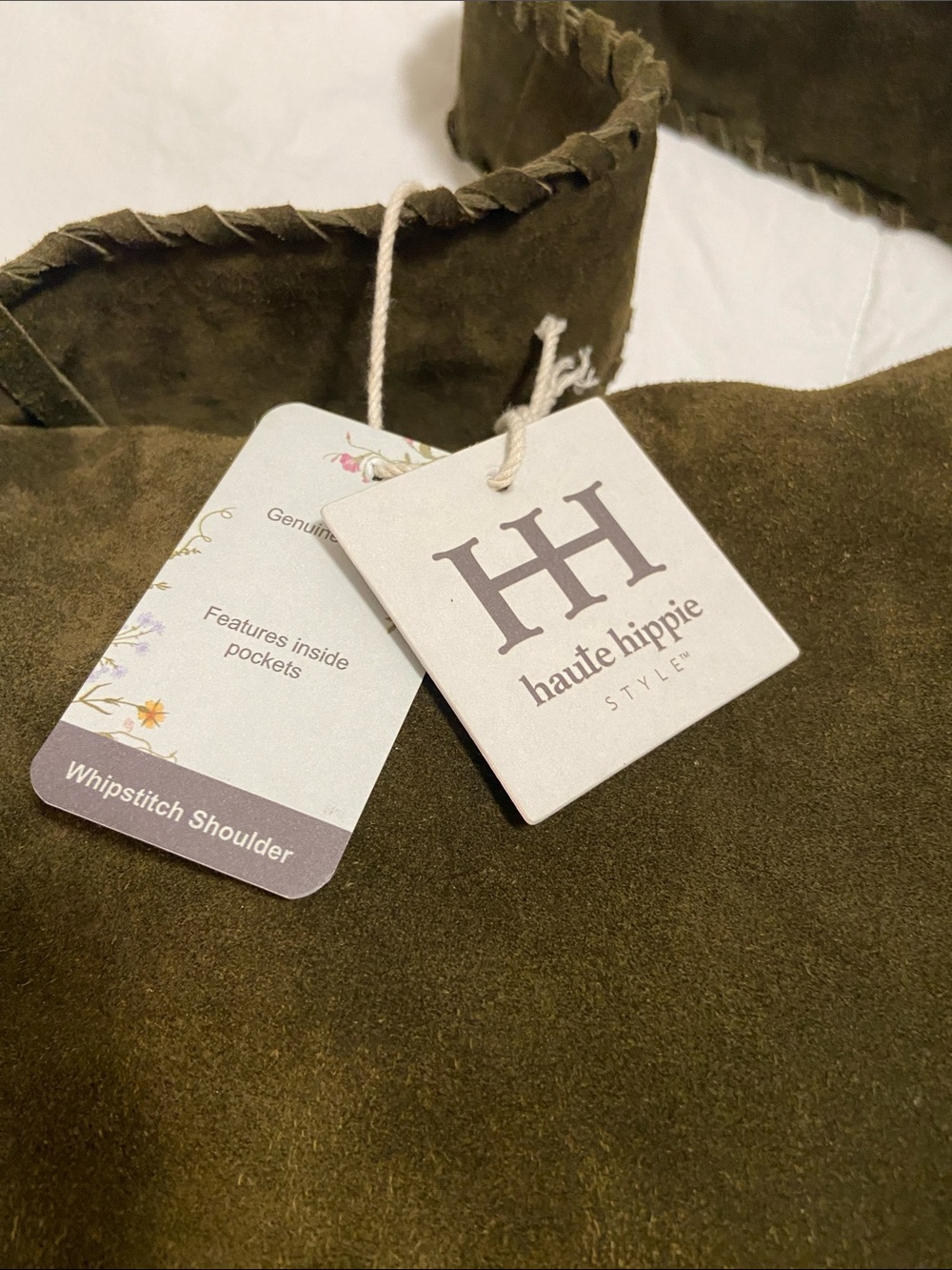 Haute Hippie Olive Green Braided Suede Hobo Shoulder Bag - Picture 12 of 15